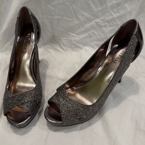 Alfani silver sparkle open toe heels